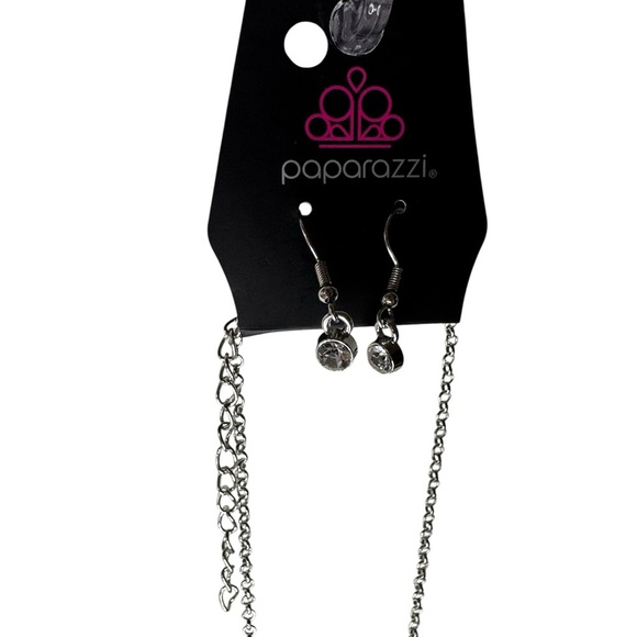 Paparazzi Prolonged Passion Silver Pearl Dainty Short Necklace and Earrings - Picture 2 of 5